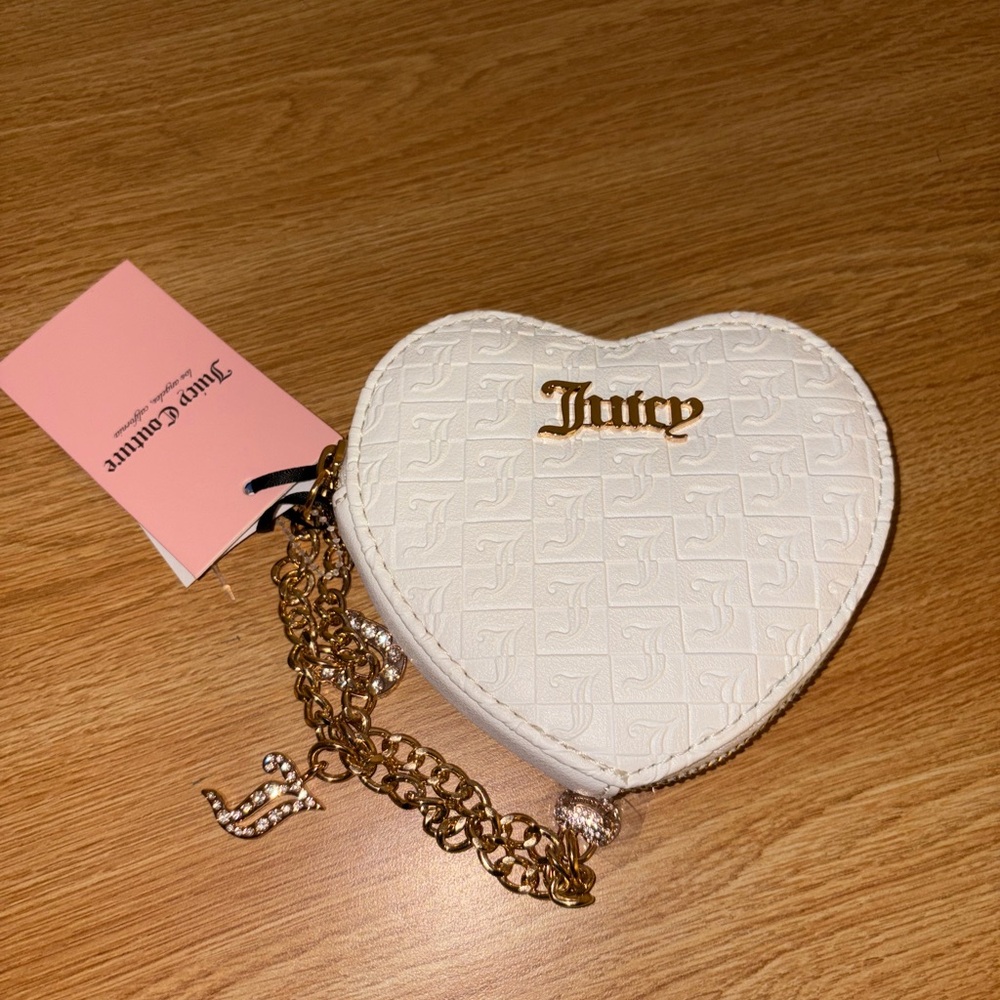 Juicy Couture Gold and Cream Heart Wristlet